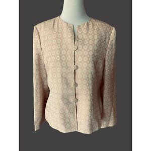 LE SUITE LADIES COLLARLESS VNECK LONG SLEEVE. BUTTON FRONT SUIT JACKET NEW 14